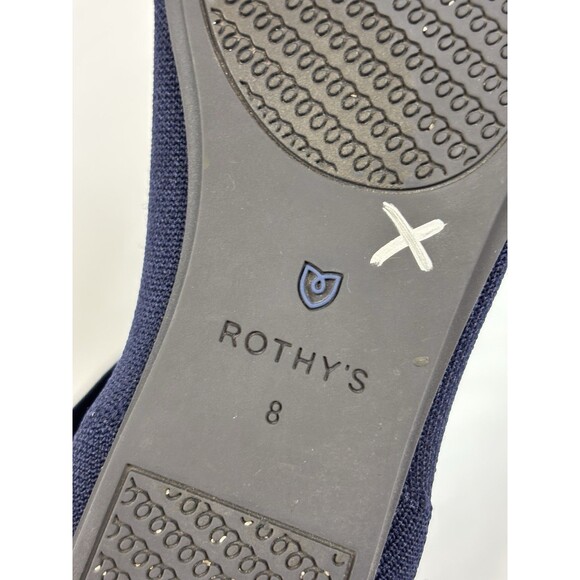 Rothy's The Square Toe Flats Navy Blue Size 8 Heel Stripe Accent Ballet Washable - Picture 13 of 14